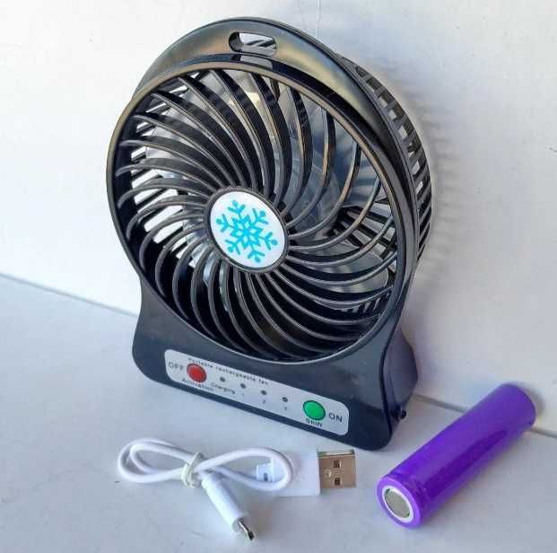 Портативный мини вентилятор с батареей Portable Fan Mini черный