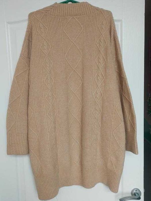 Подовжений светр оверсайс ажурною в'язки mango