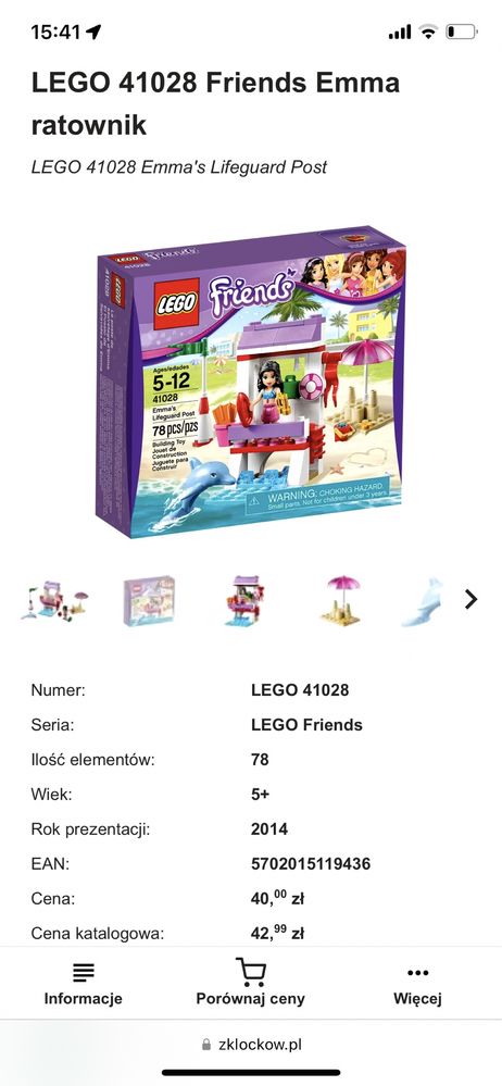LEGO friends Emma ratownik 41028