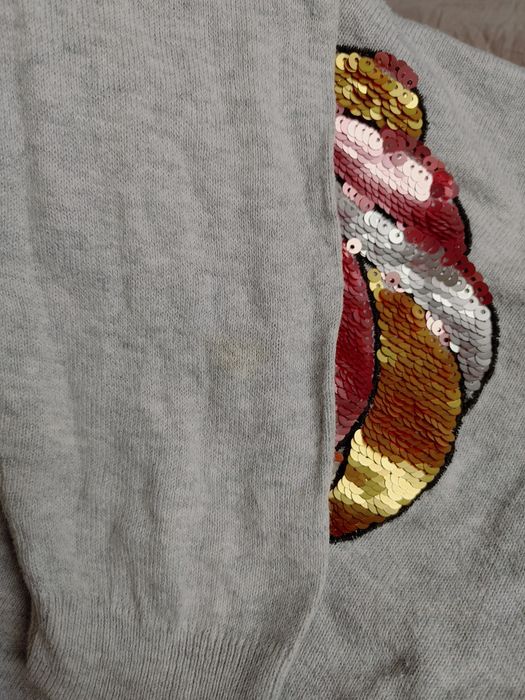 Sweterek jednorożec odwracane cekiny h&m 110 116