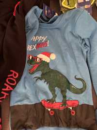 Komplet bluza i spodnie dla chłopca dresowe dinozaur roooar