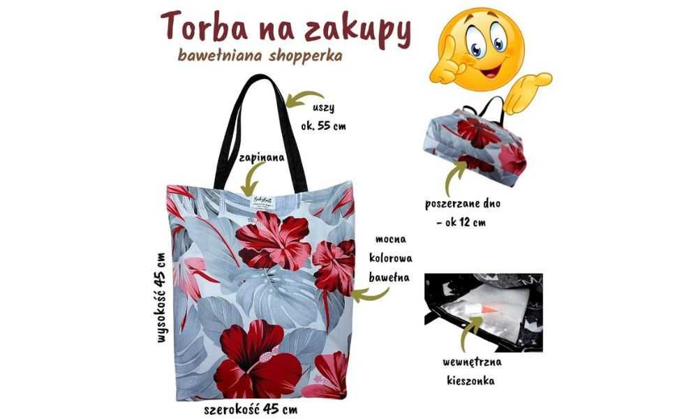 Torba na zakupy bawełniana shopperka kolorowa siatka