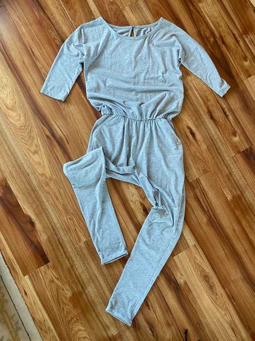 38 40 szary dresowy kombinezon dlugi melanż basic m l