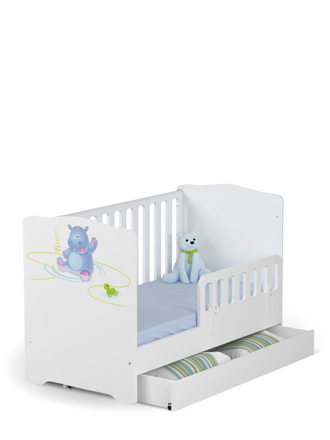 Łóżeczko dziecięce Meblik Baby 70x140 Happy Animals White.