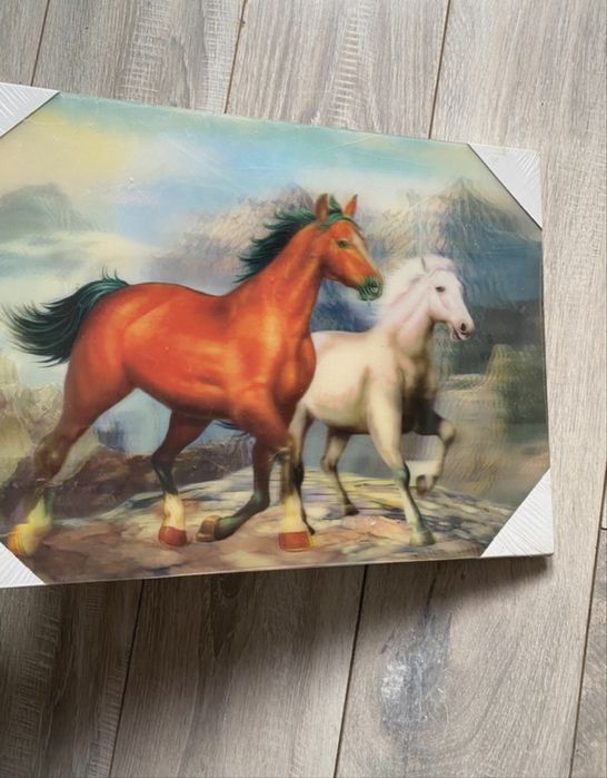 Obraz 3D na drewnie konie w galopie nowy horses