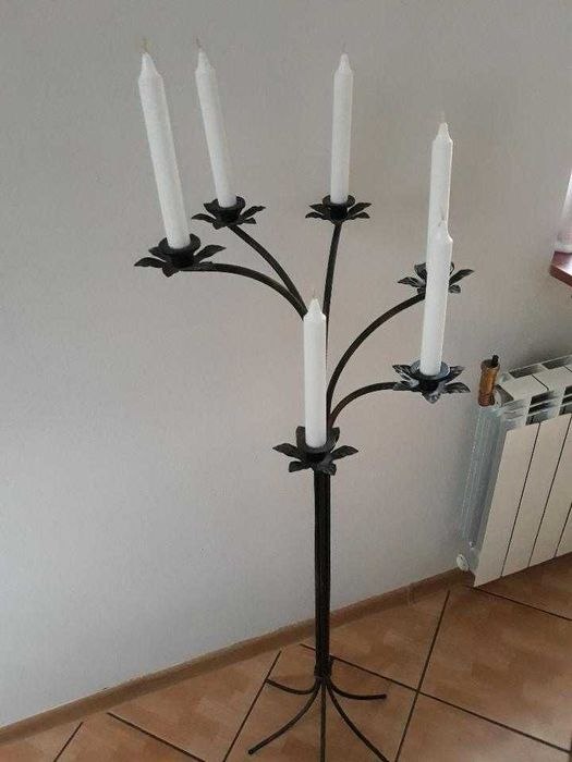 Świecznik metalowy stojący 6 świec