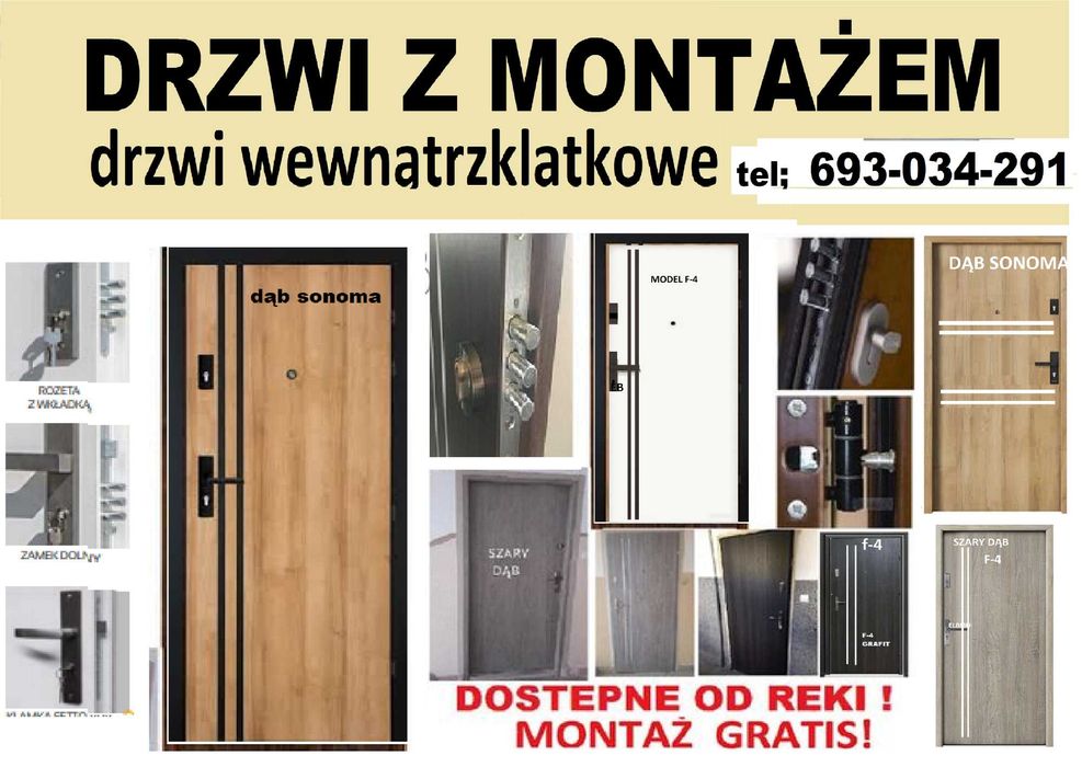 Antywłamaniowe drzwi wejściowe- zewnętrzne z MONTAŻEM, ocieplone