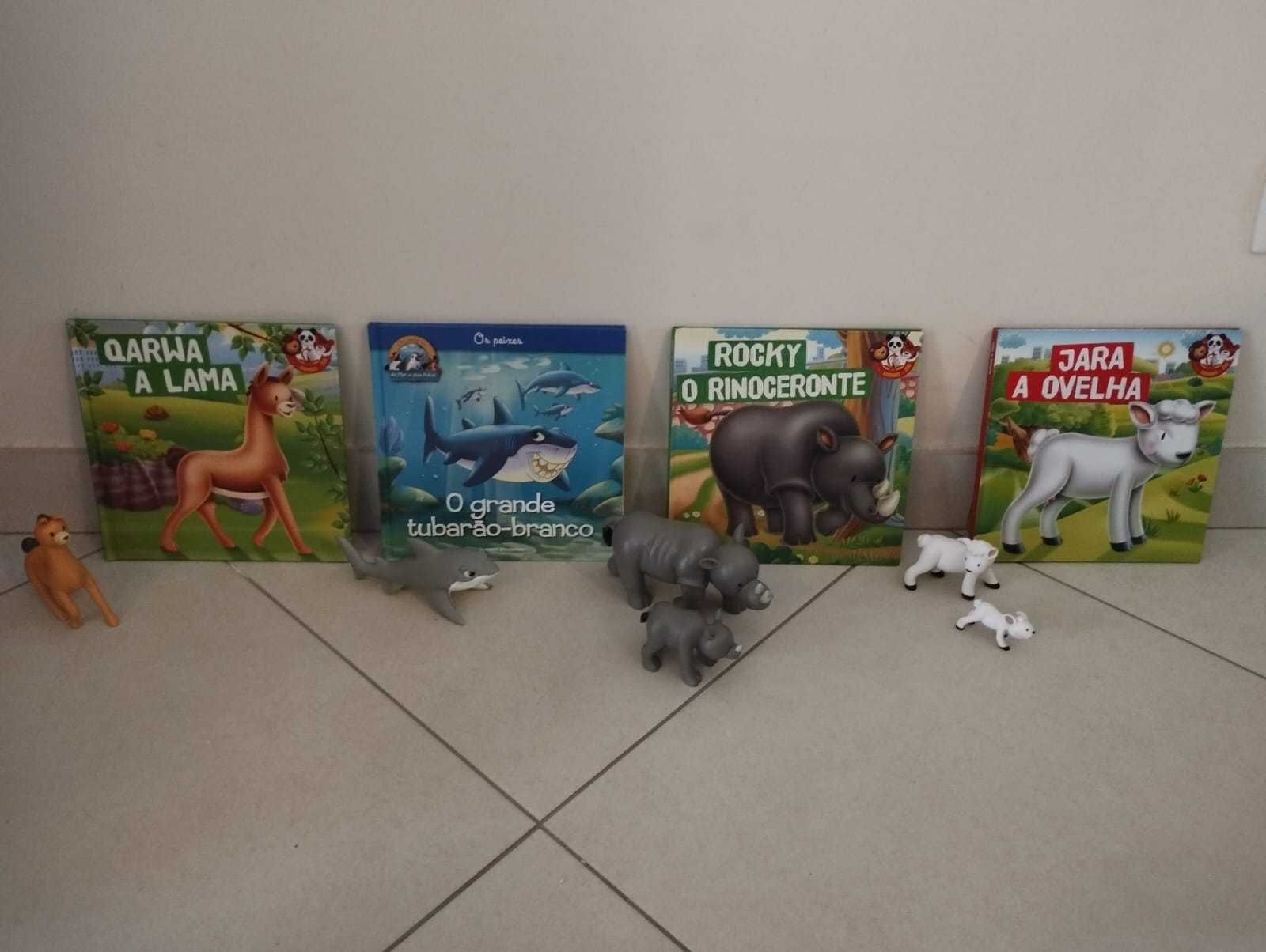 Livros sobre animais e os animais em brinquedo