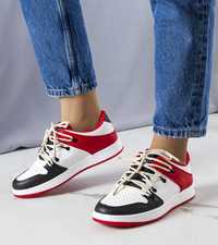 Czarno-czerwone retro sneakersy Shari 36