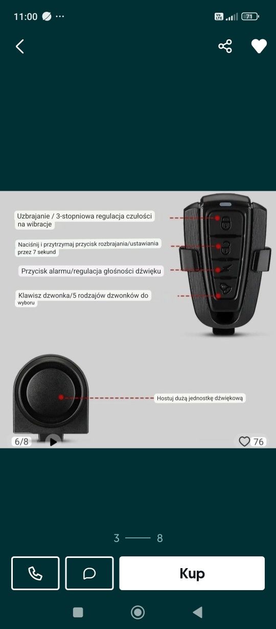 Alarm A2 rowerowy 115dB
