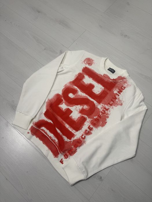 Diesel Red Sweatshirt With Watercolour Effect Logo
