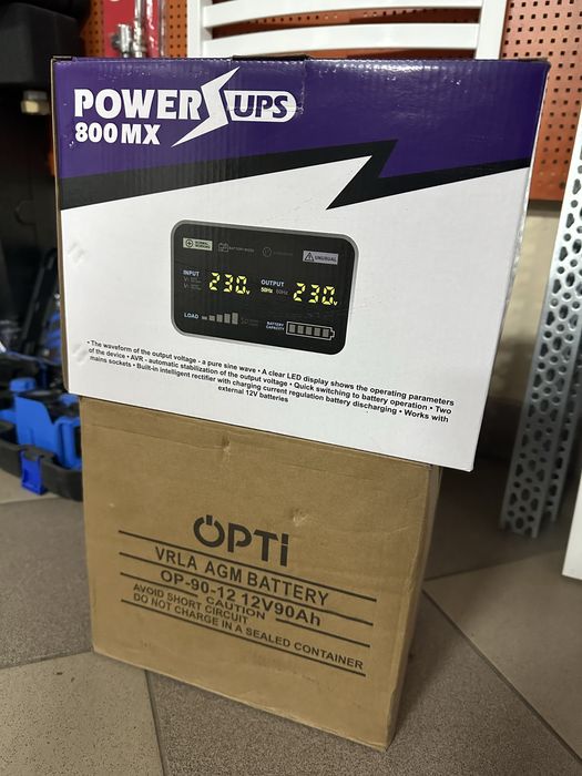 Комплект ДБЖ VOLTIK UPS-800VA з акумулятором OPTI AGM 100Ah