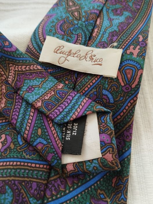 Krawat jedwabny 100% silk kolorowy, ornament, we wzorki 9 cm Angelo Li