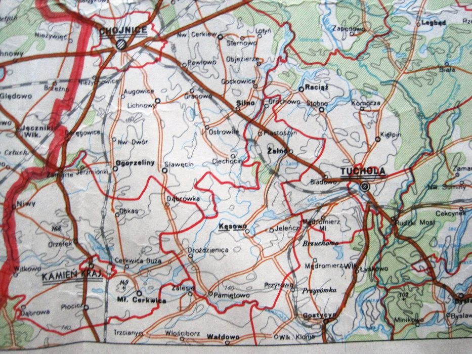 Mapa woj.słupskie; Koszalin, Złocieniec, Wejherowo, Starogard Gd. 1978