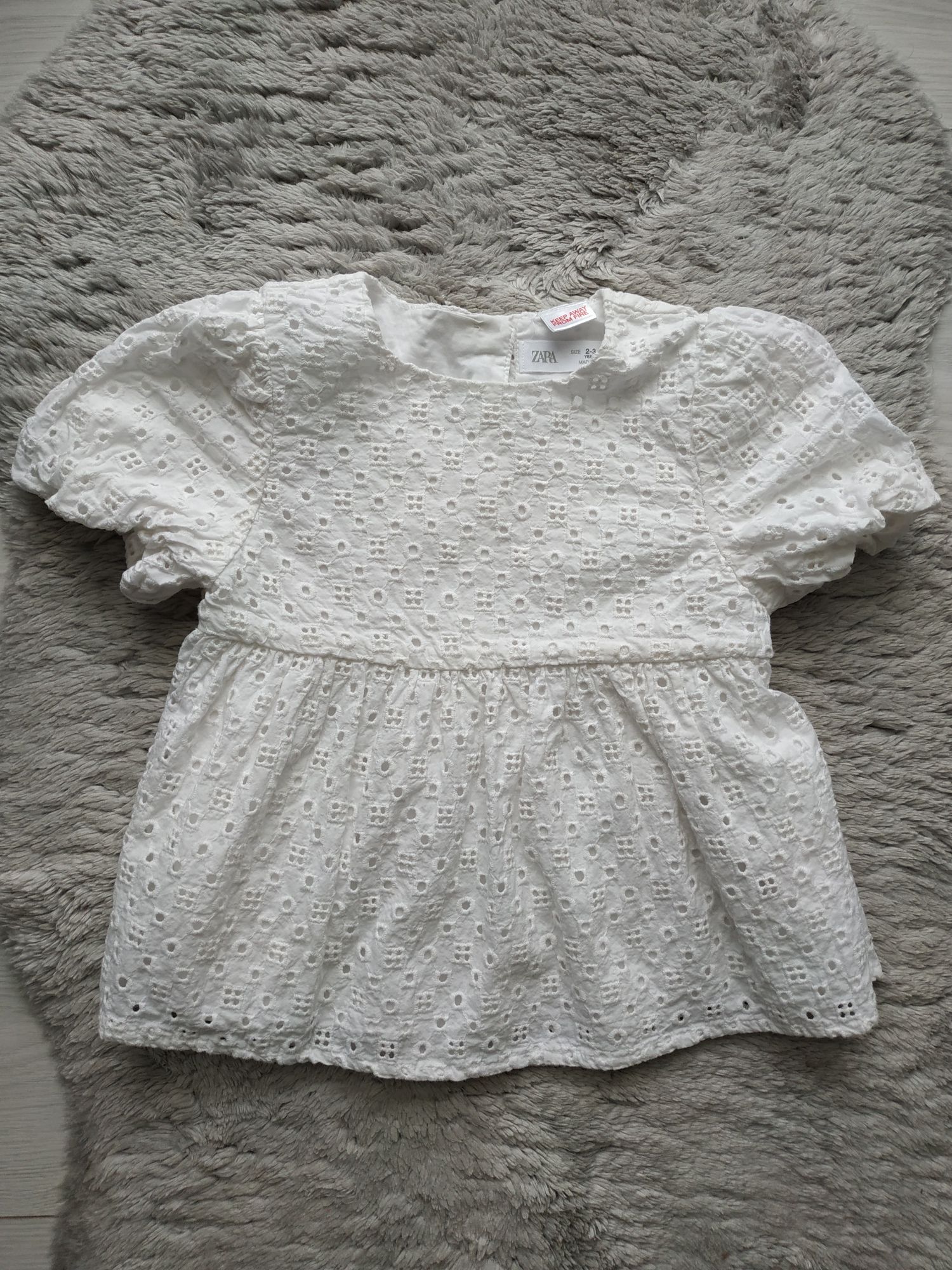 Biała bluzka/tunika na lato/ażurowa/Zara/r.92/98