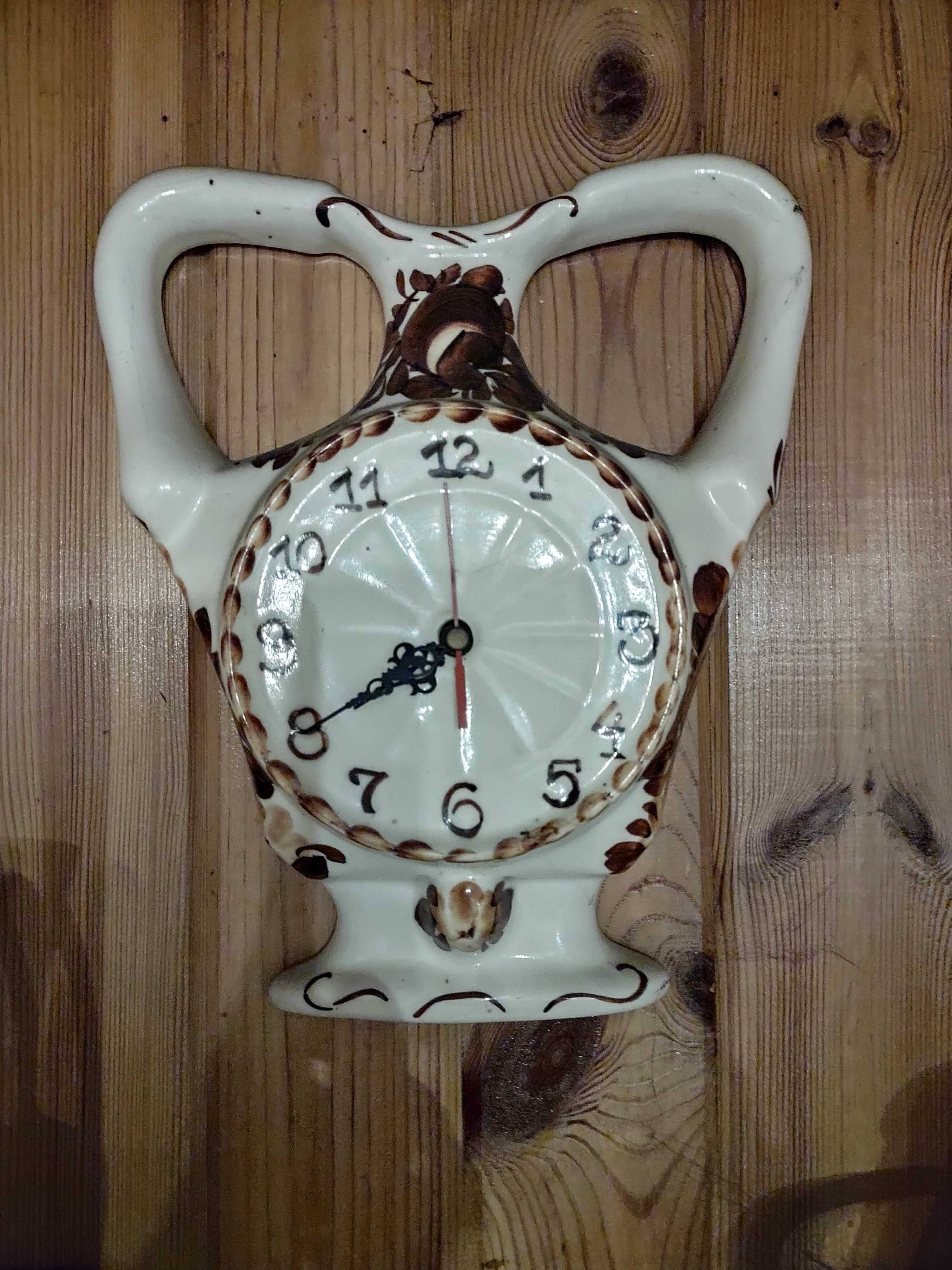 Ceramika Włocławek zegar na baterię PRL stara porcelana ozdobna