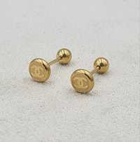 Kolczyki mini cc okrągłe 5 mm złote nakrętki kulki stal chirurgiczna