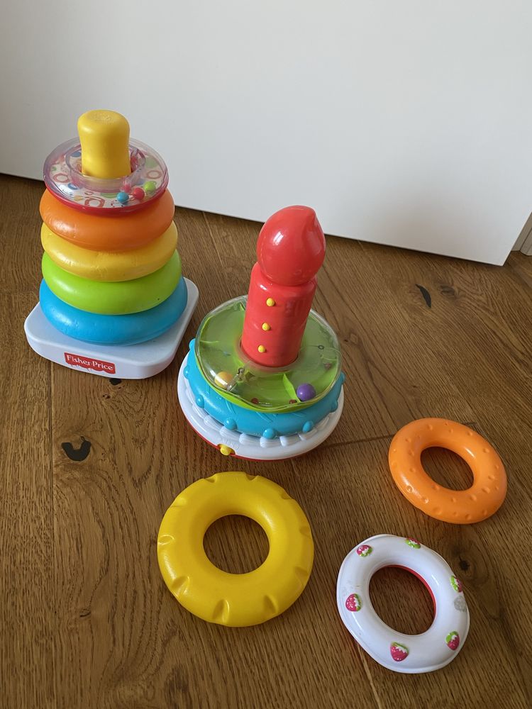 Sorter kółka fisher price i grajacy świecący piramidka p