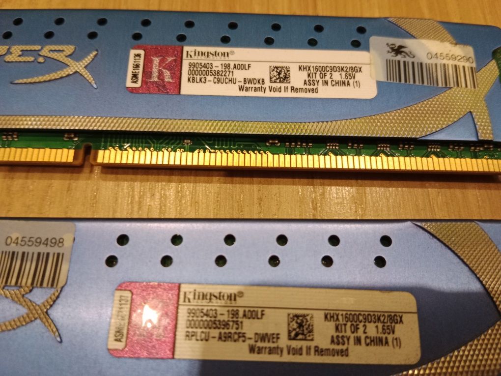 Pamięci Kingston DDR3 Hyper X 2×4GB KHX1600C9D3K2/8GX