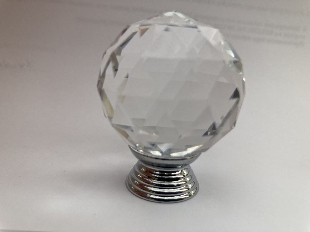 Gałka szklana uchwyt kryształ KULA Crystal DIAMENT chrom DUŻA