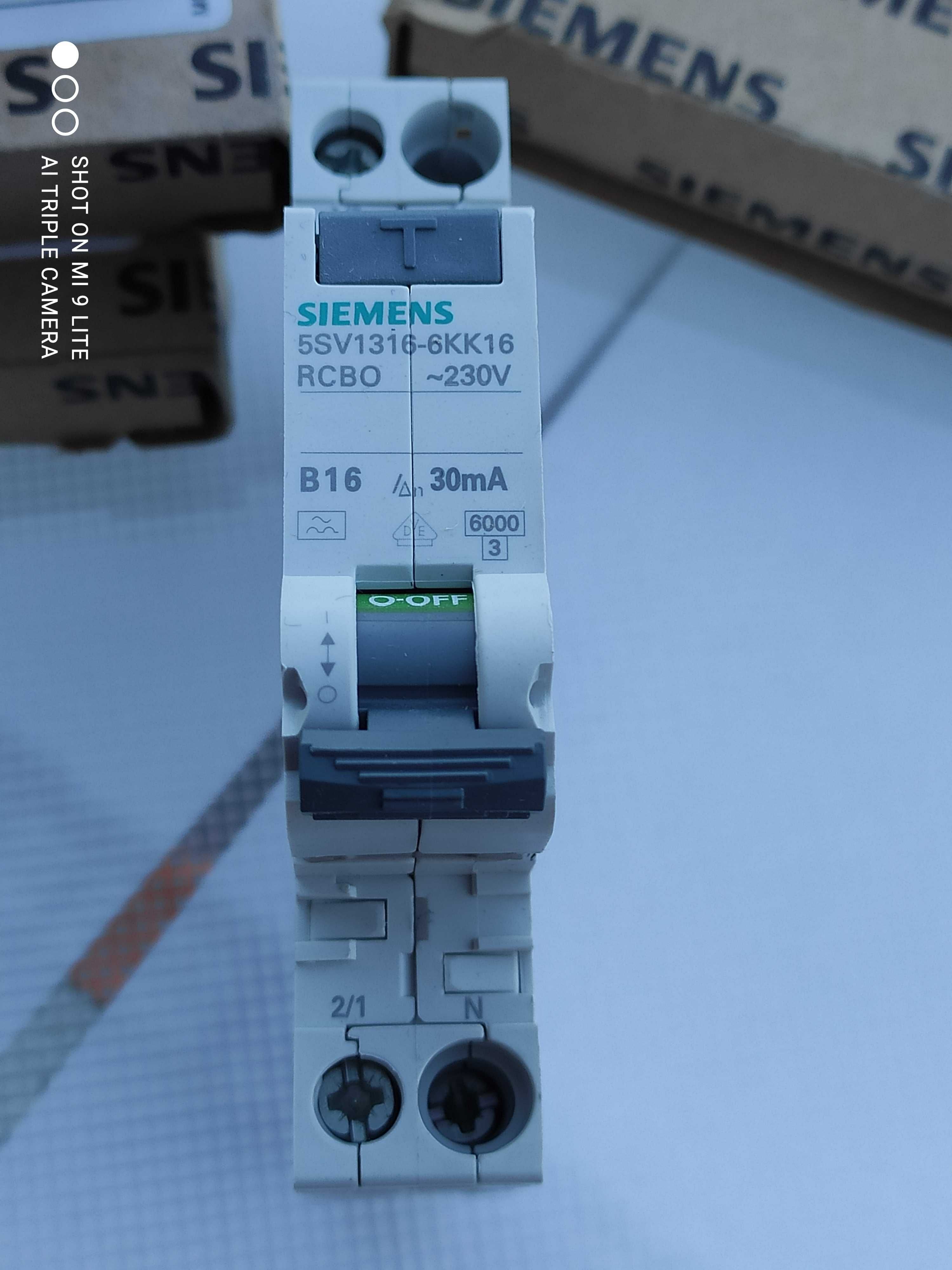 дифавтомат 16А, 30мА, кривая В, тип AC, 6кА Siemens 5SV1316-0KK16