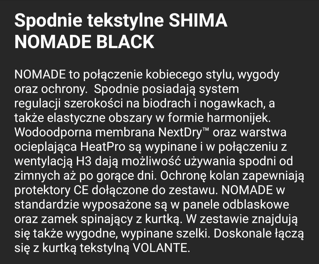 Shima Nomade spodnie damskie motocyklowe