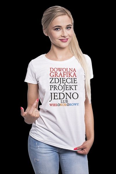 Koszulka damska 100% bawełna z dowolnym własnym nadrukiem EXPRESS