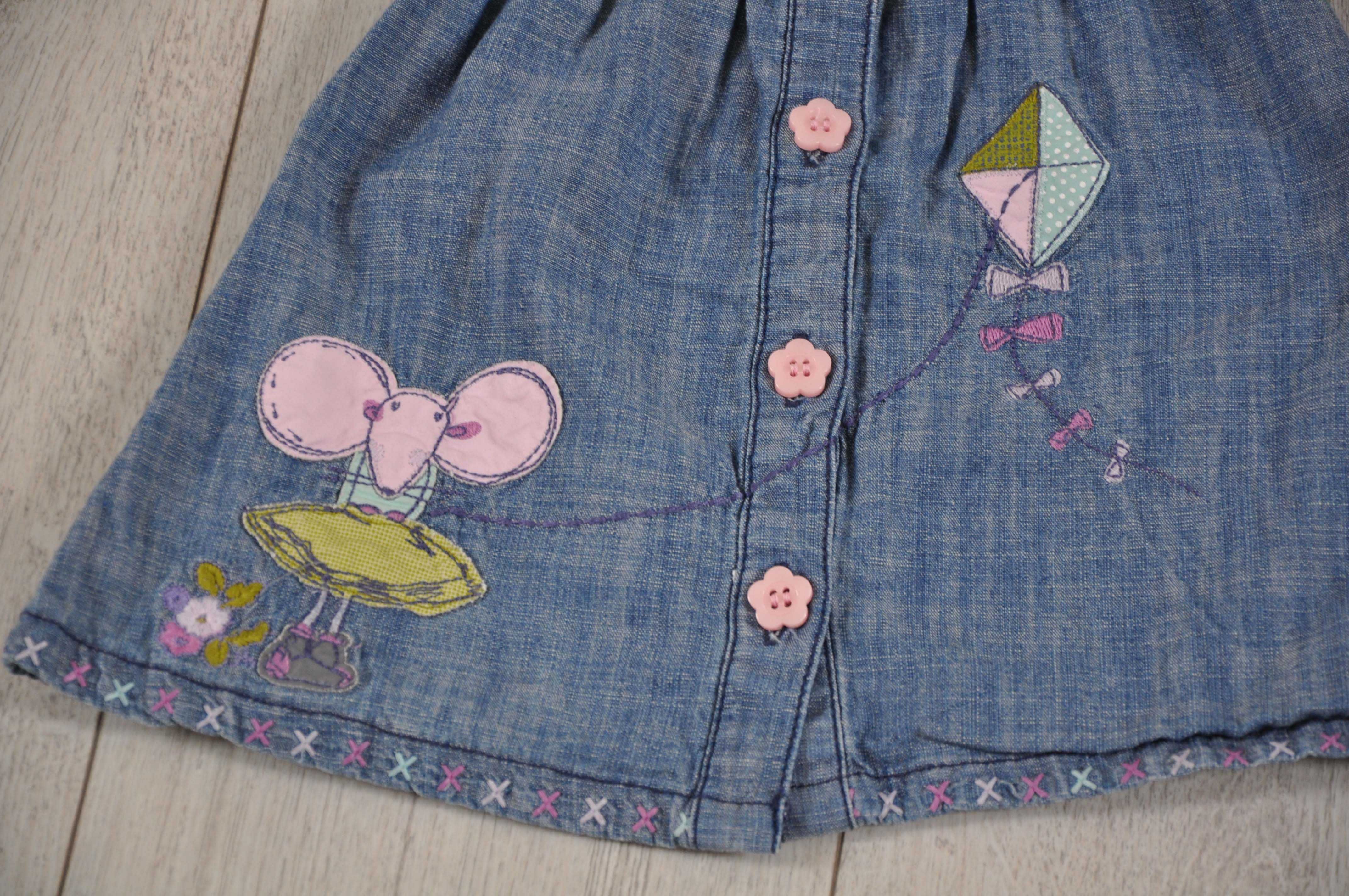 Komplet sukienek dla dziewczynki jeans bawełna falbanki r. 68 cm