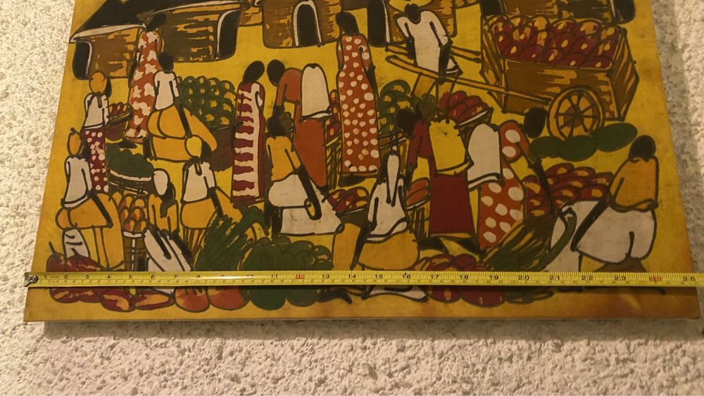 Quadro Africano pintado sobre tecido