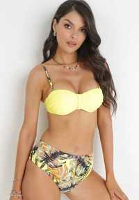 Żółte Bikini z Roślinnym Wzorem