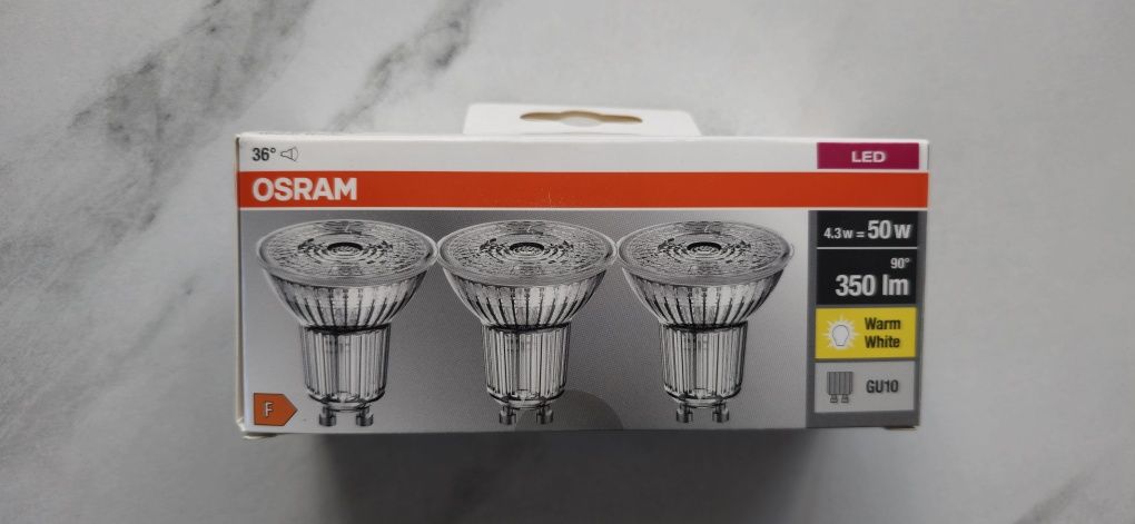 Żarówki osram led gu10 50w 350 lm osram led base par16 50 36°