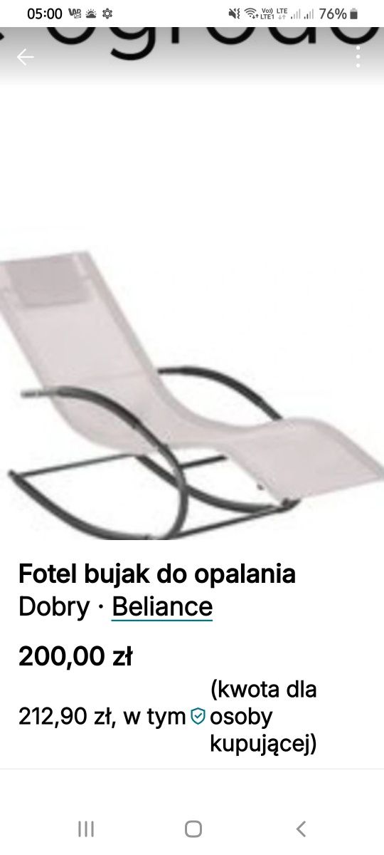 Leżak bujak do ogrodu