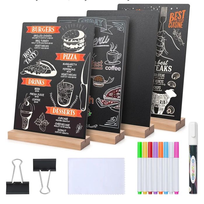 Zestaw 4 tablic kredowych ONUPGO z podstawą, 8 x 12 cal