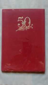 Красная Бархатная открытка на 50 лет на подарок