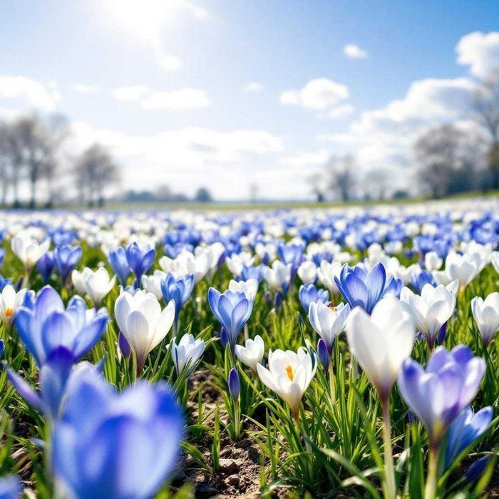 Wiosenny KROKUS cebulki 50 szt MIX NIEBIESKI BIAŁY krokusy krokusów