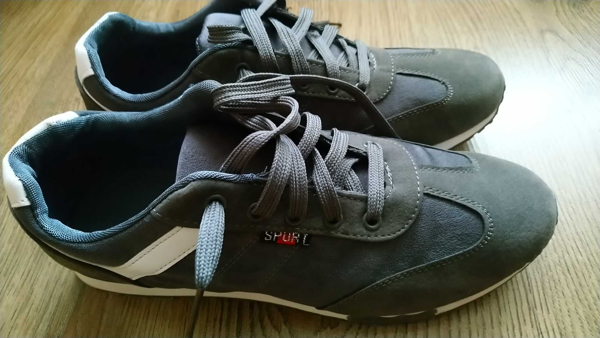 Buty adidasy męskie kolor szary, miękkie i wygodne. Rozmiar 43, 43,5.