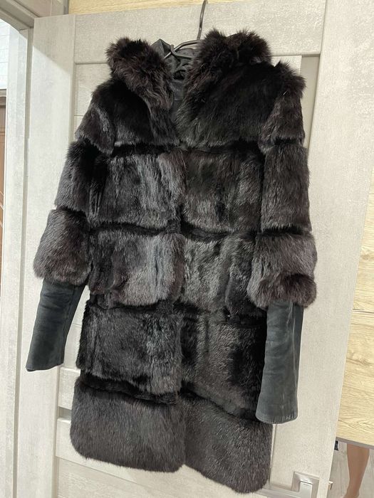 Шуба з кролика та замшу