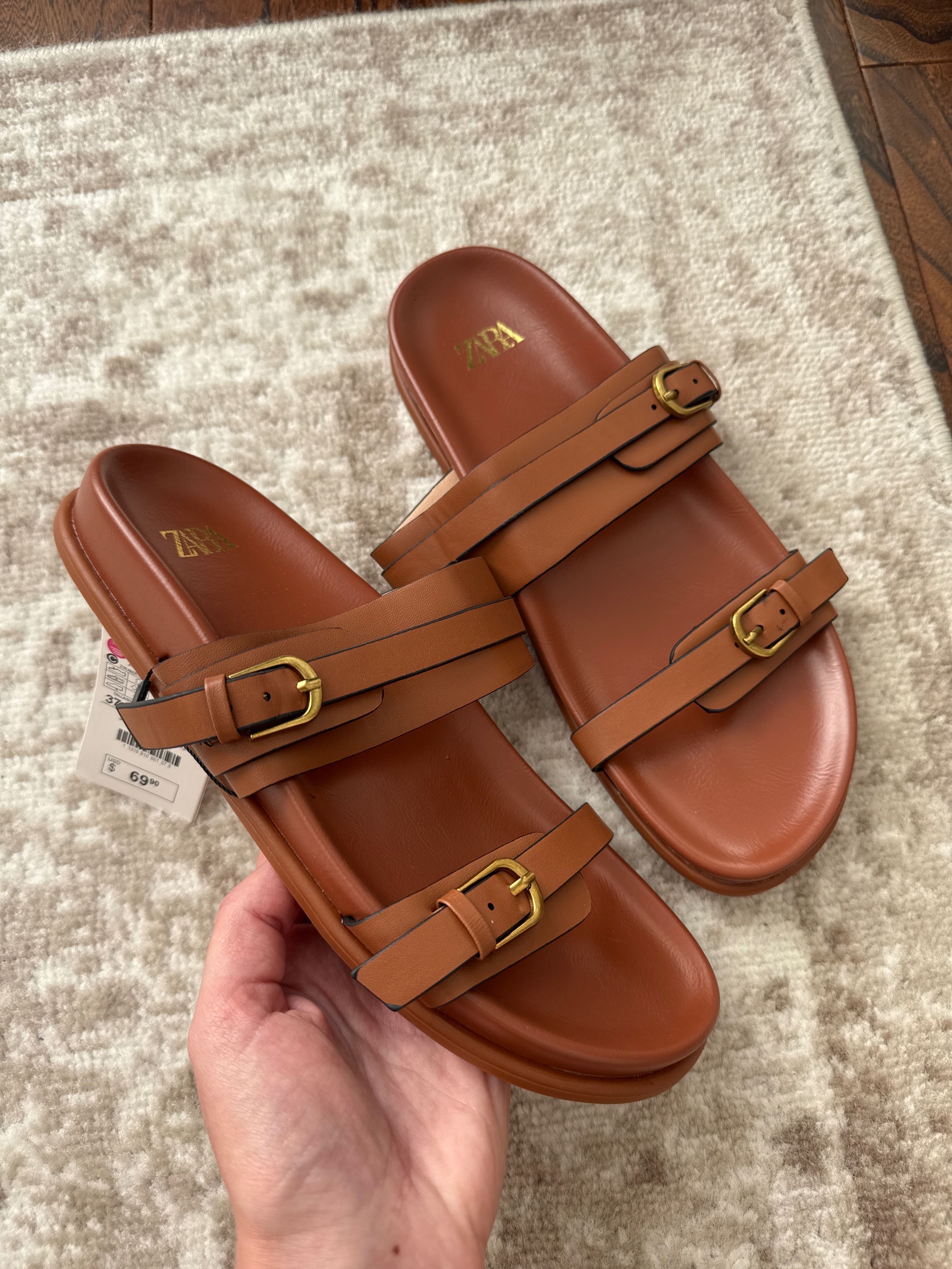 Шльопки Zara. Босоніжки шкіряні