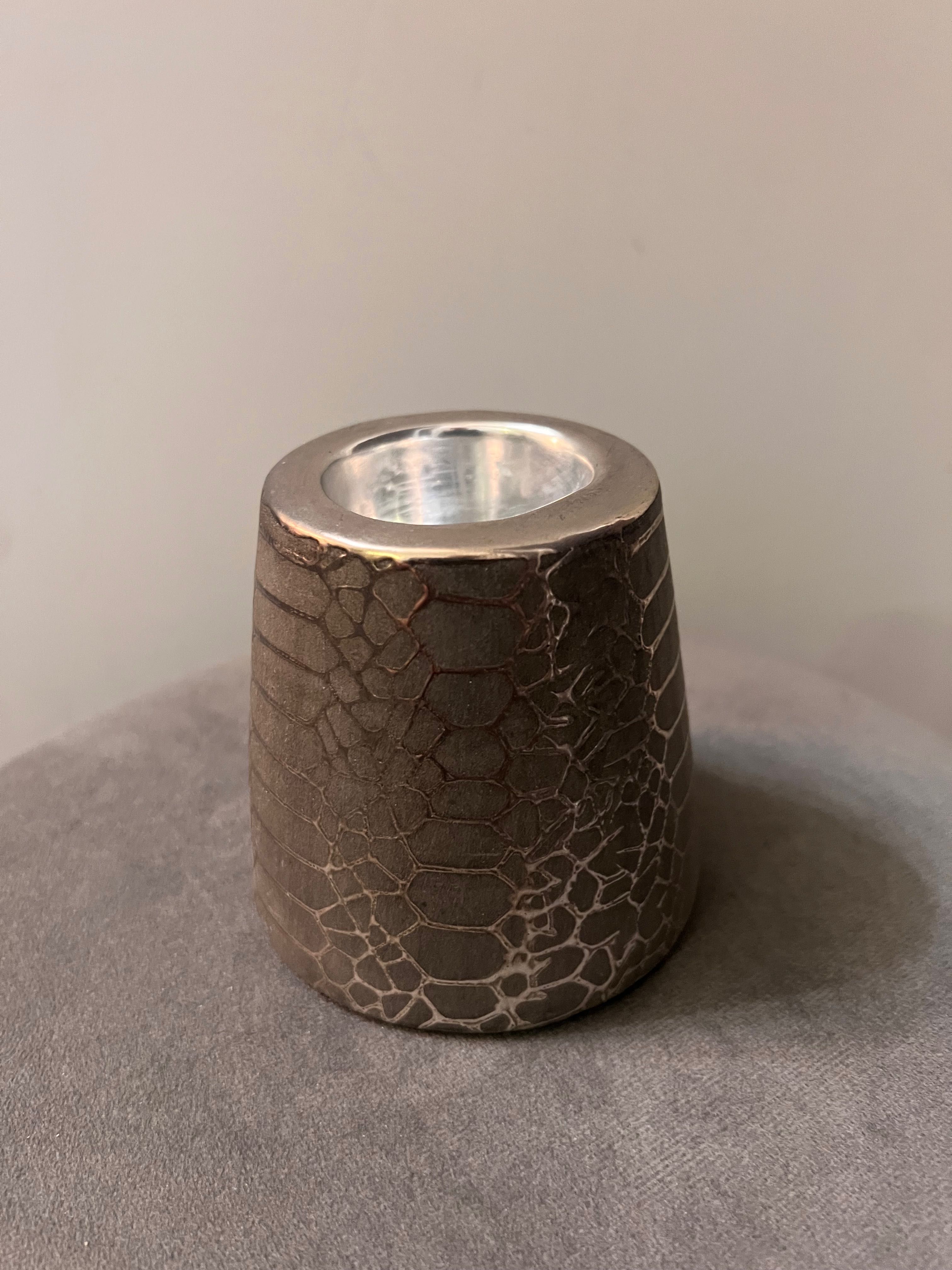 Świecznik srebrny na tealight ceramiczny