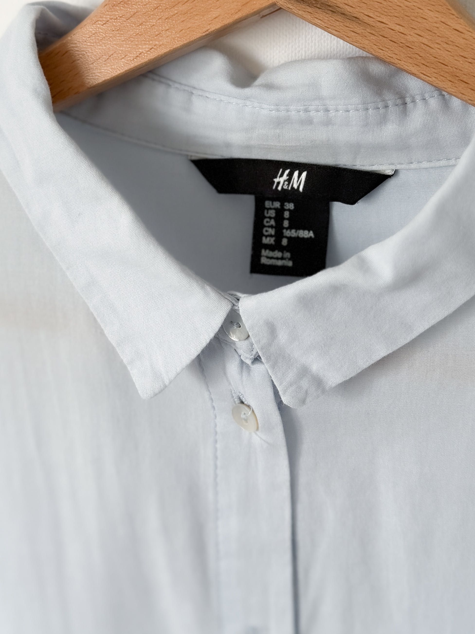 Błękitna koszula oversize H&M bawełniana cienka wiosenna lekka 38 M