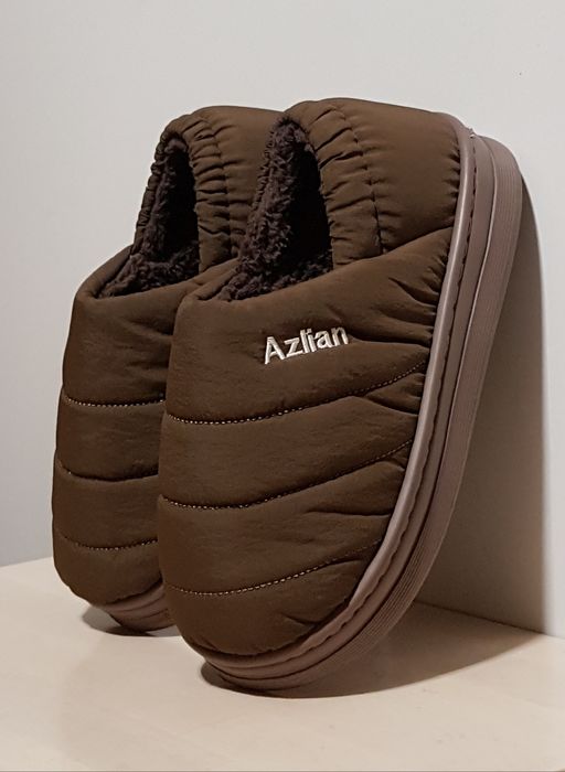 Buty pikowane (r37 24cm) kapcie na platformie puchowe w stylu ugg brąz