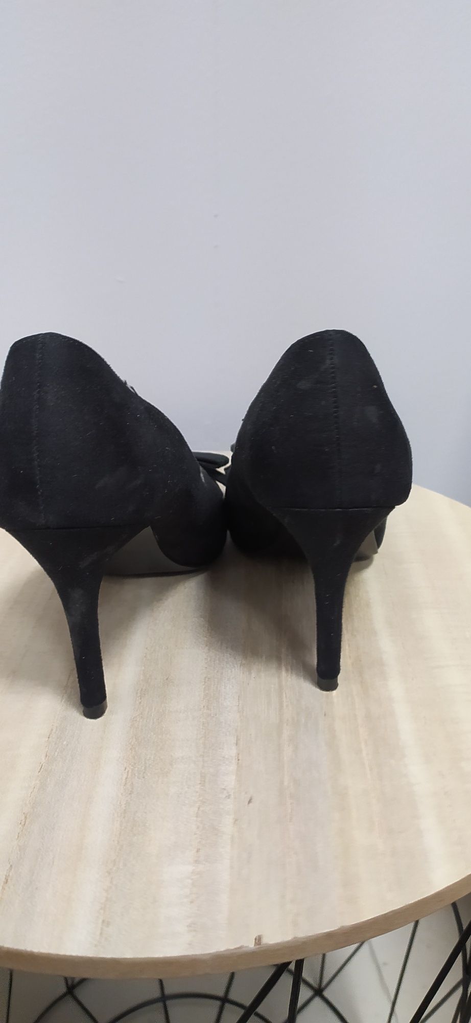 Buty na obcasie r37/ 38 czarne 6,5 cm 24 cm