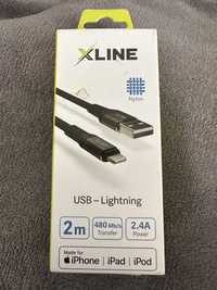 Kabel xline usb-lightning 2m czarny