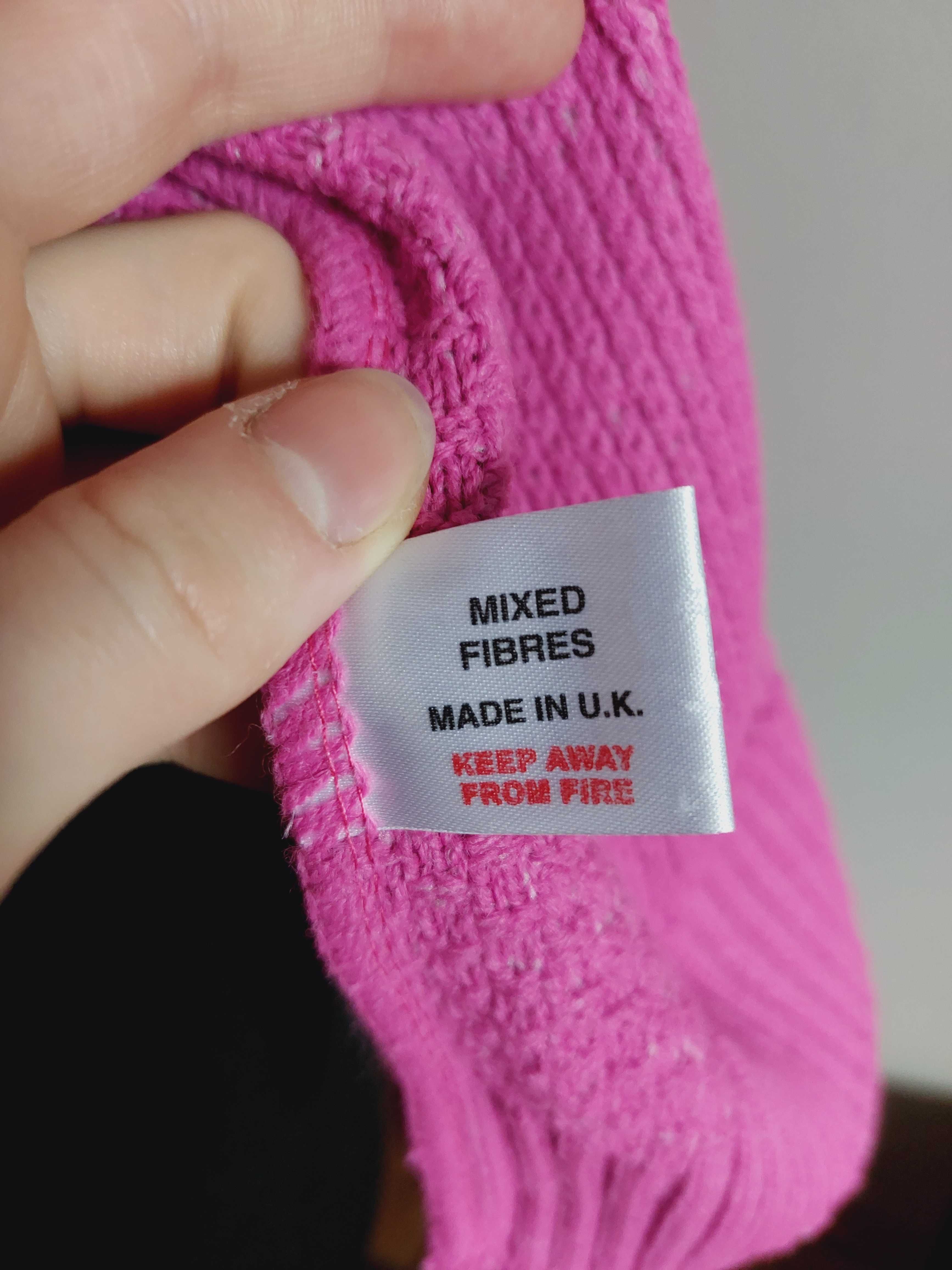 różowy sweter kardigan na zamek narzutka z kieszeniami długi s m l