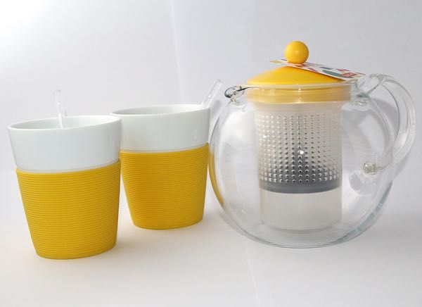 BODUM Assam Tea Set Zaparzacz Tłokowy 1L, 2 porcelanowe kubki - NOWE