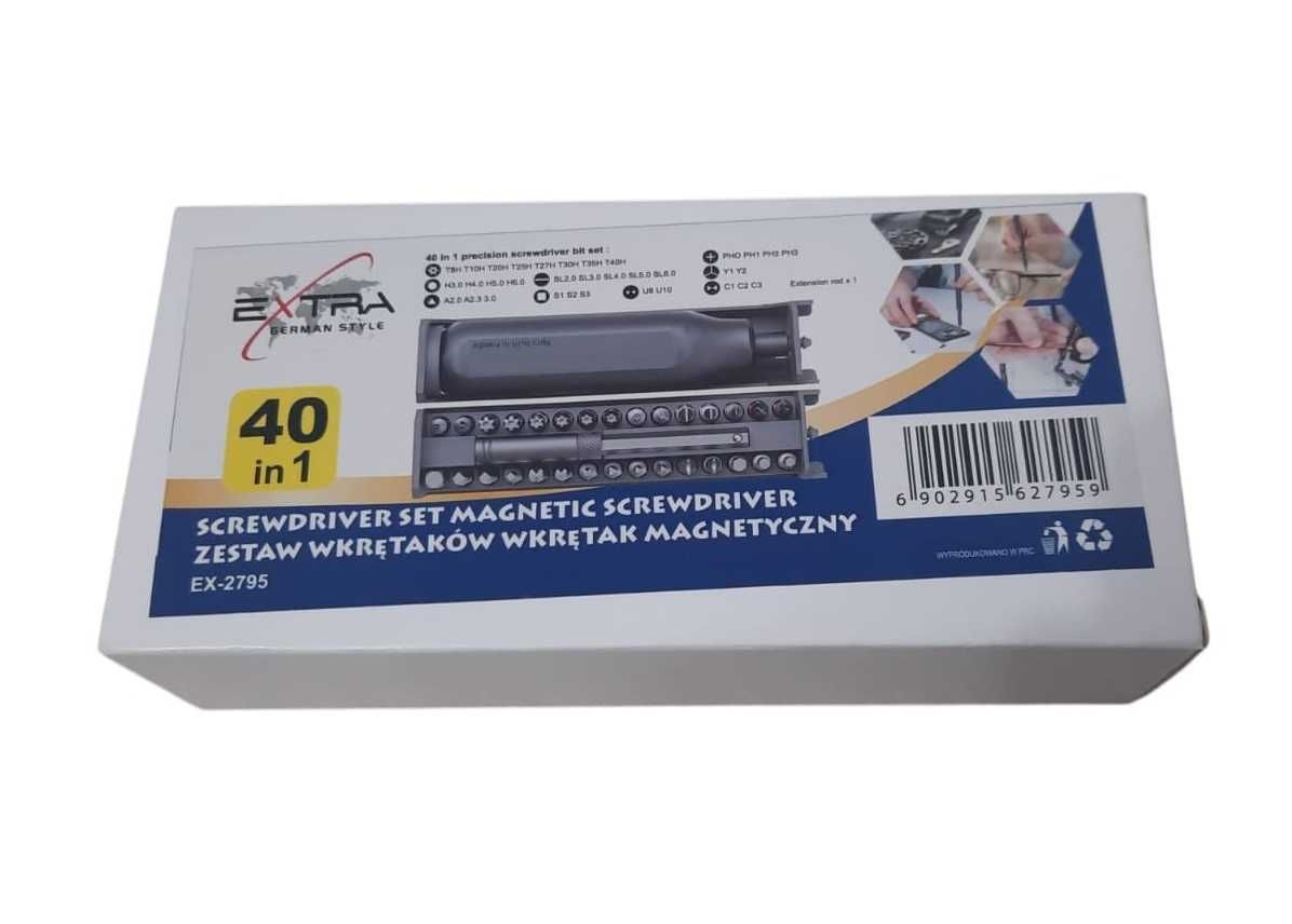 Zestaw Wkrętaków Precyzyjnych 40 w 1 Śrubokręt w Aluminiowym Etui
