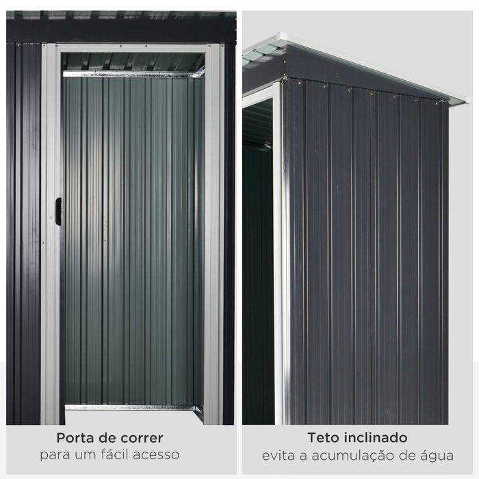 Abrigo Jardim Metal 163x89x182 cm Preto Novo