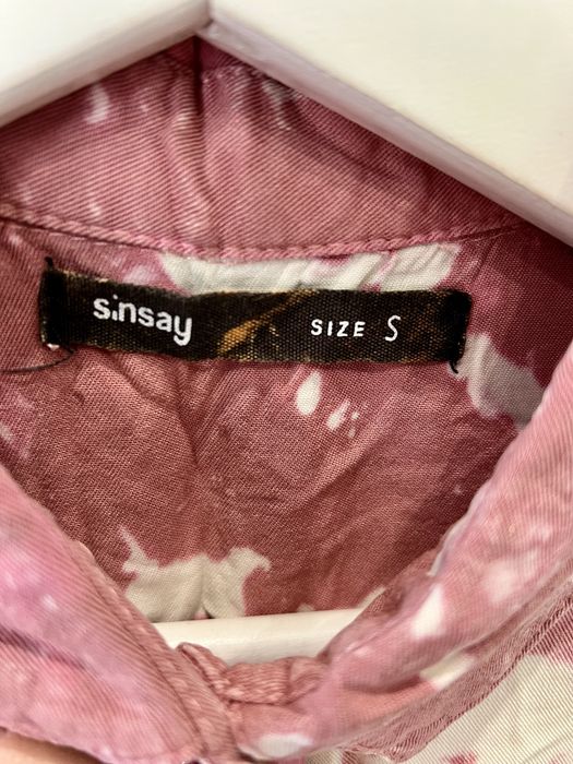 Sukienka tunika długa koszula różowa rozjaśniana sinsay xs guziki