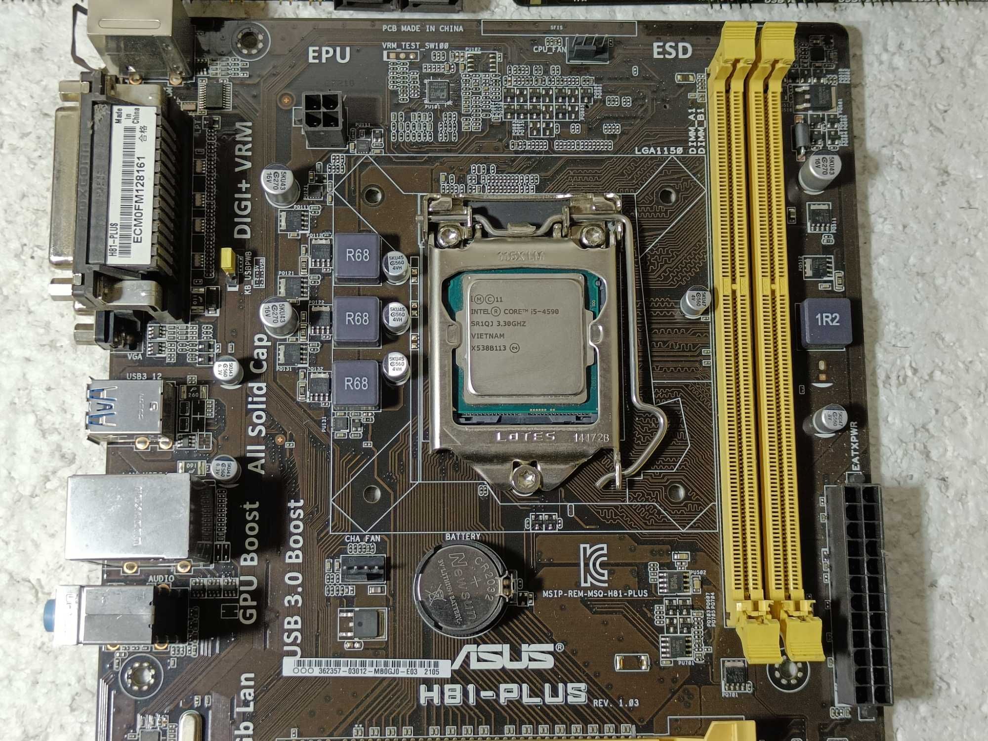 КОМПЛЕКТ Материнська ASUS H81-PLUS + процесор i5-4590 i3-4170 LGA1150