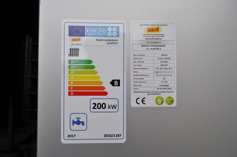 Kocioł PIEC 200kw z podajnikiem na Ekogroszek 5 klasa Ecodesign